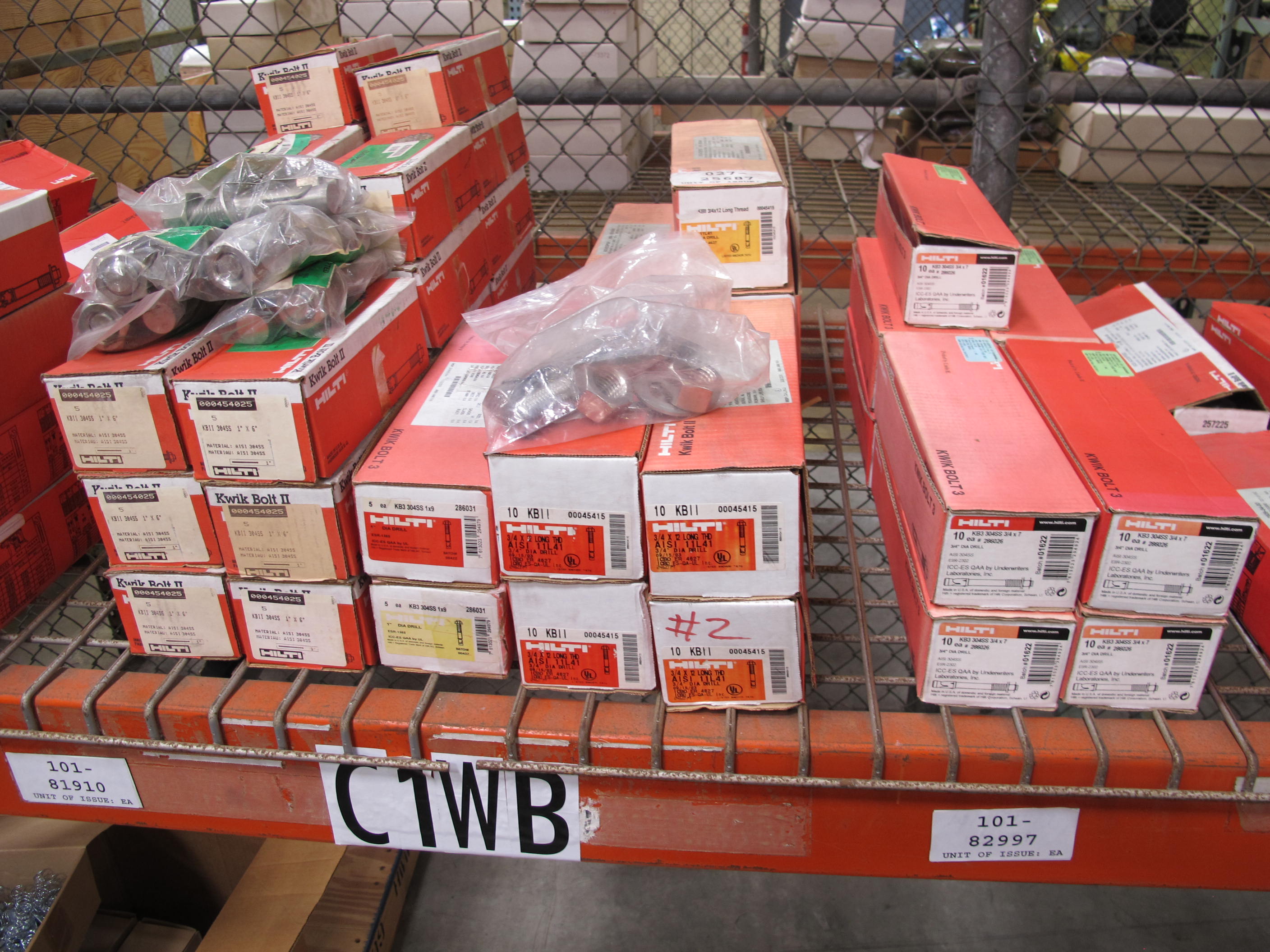 LOT TO INCLUDE: LARGE QUANTITY OF HILTI ANCHORS AND BOLTS. LOADING & HANDLING FEE $15-4210
